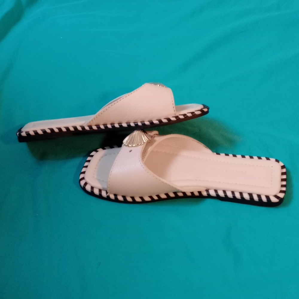 FARM Rio Cream Sandals with Gold Shell Detail - Picture 4 of 6